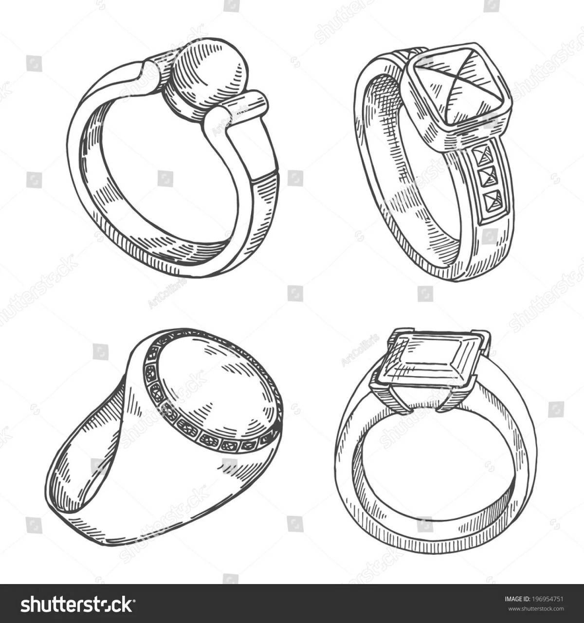 Coloring page gorgeous stone ring