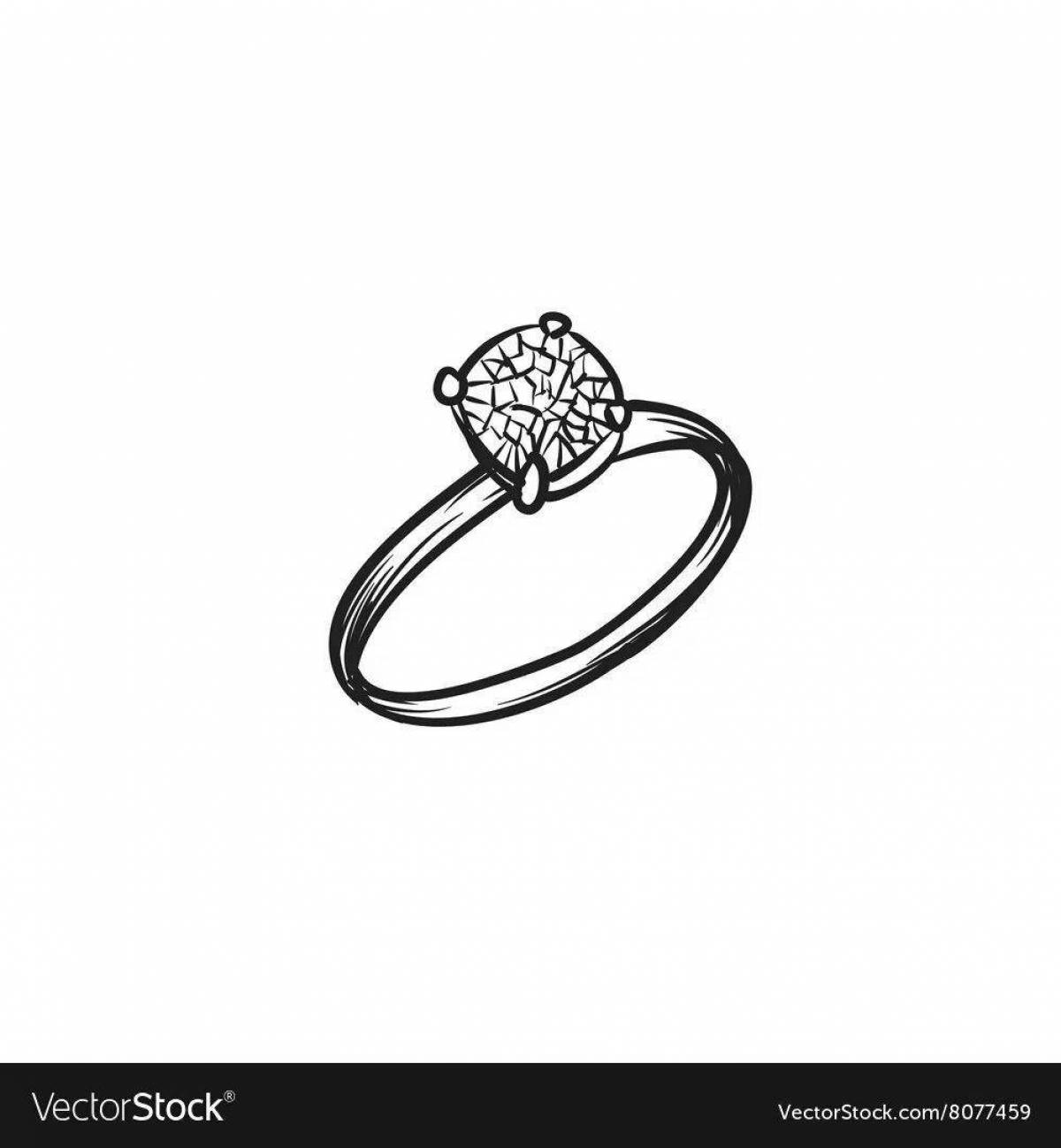Раскраска гламурное кольцо с камнем