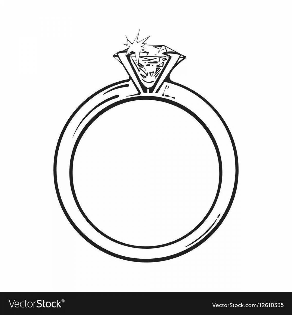 Coloring page elegant ring with stone