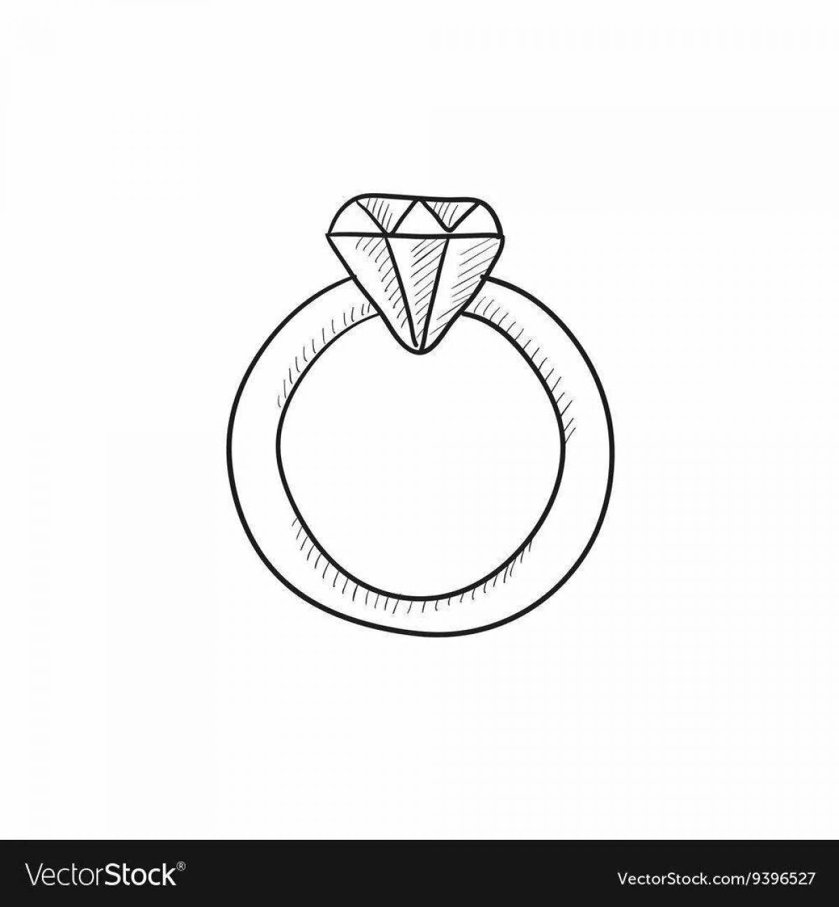 Coloring page elegant ring with a stone
