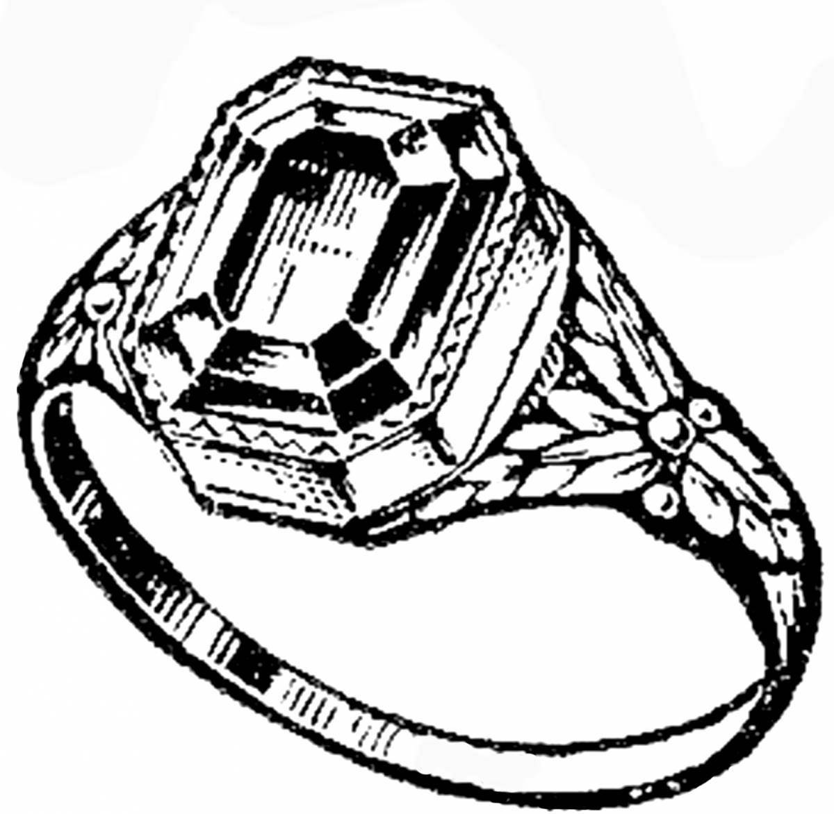Изысканное кольцо с камнем раскраска