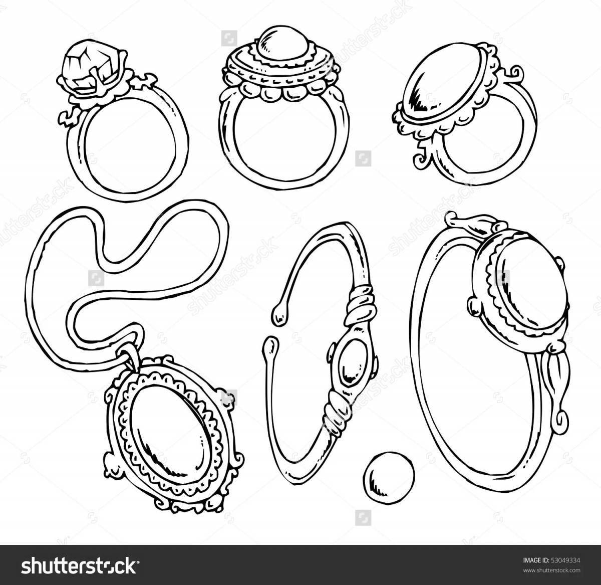 Coloring page unusual stone ring
