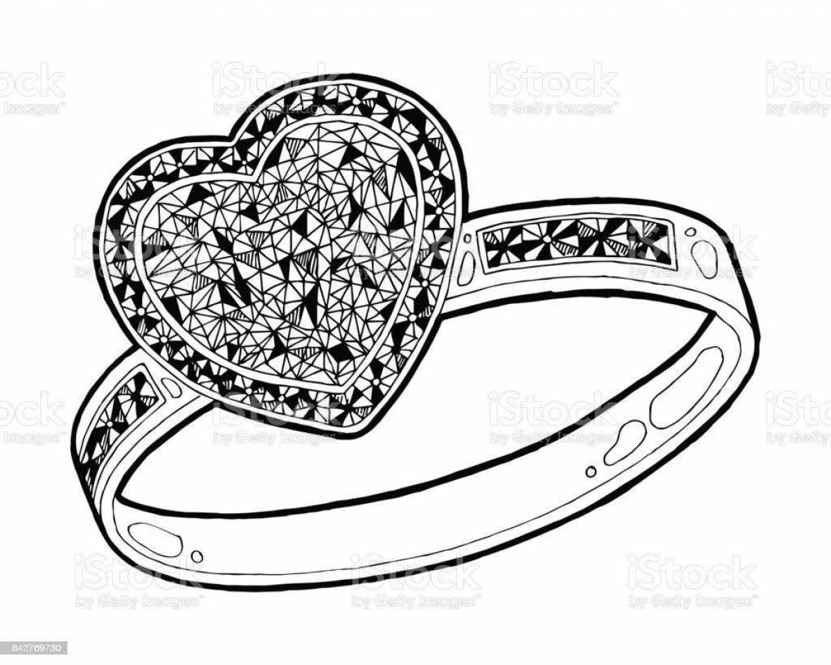 Раскраска декоративное кольцо с камнем