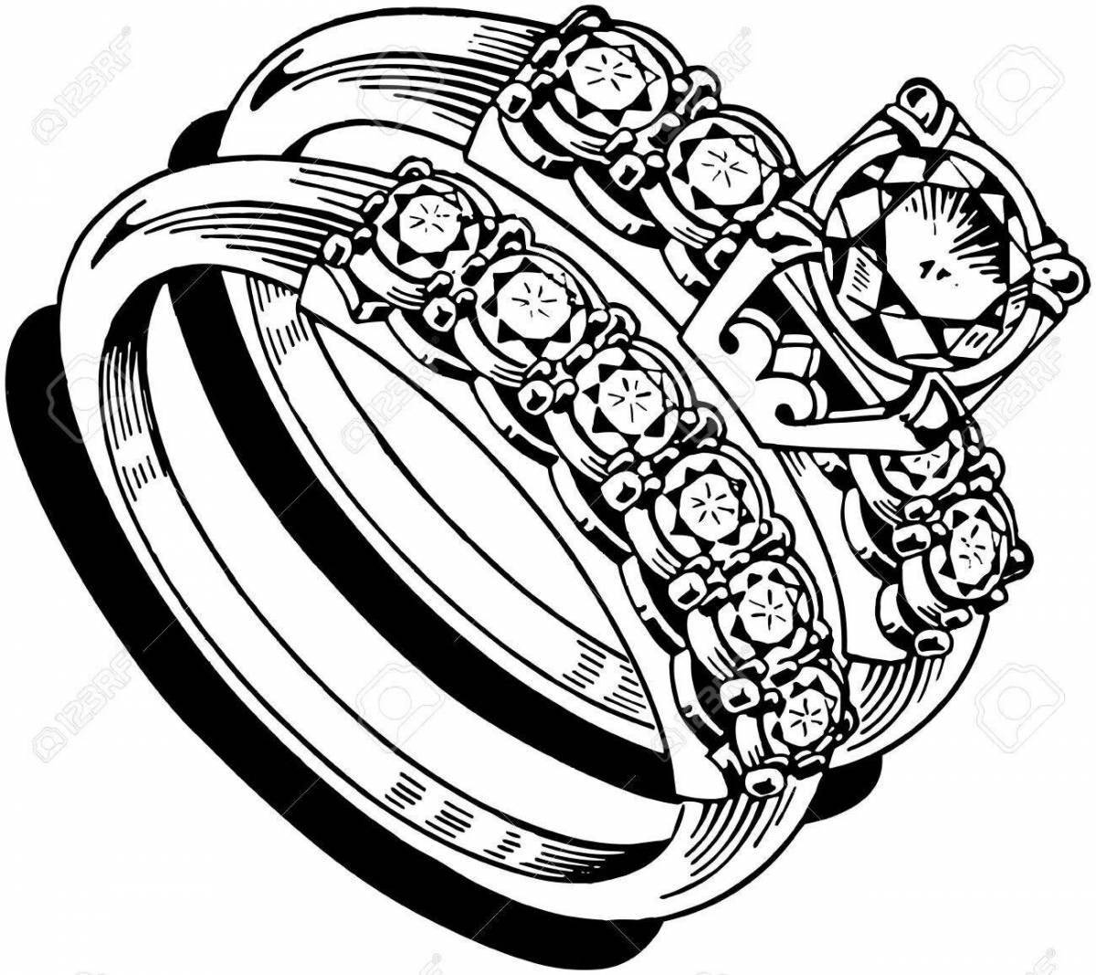 Раскраска большое кольцо с камнем