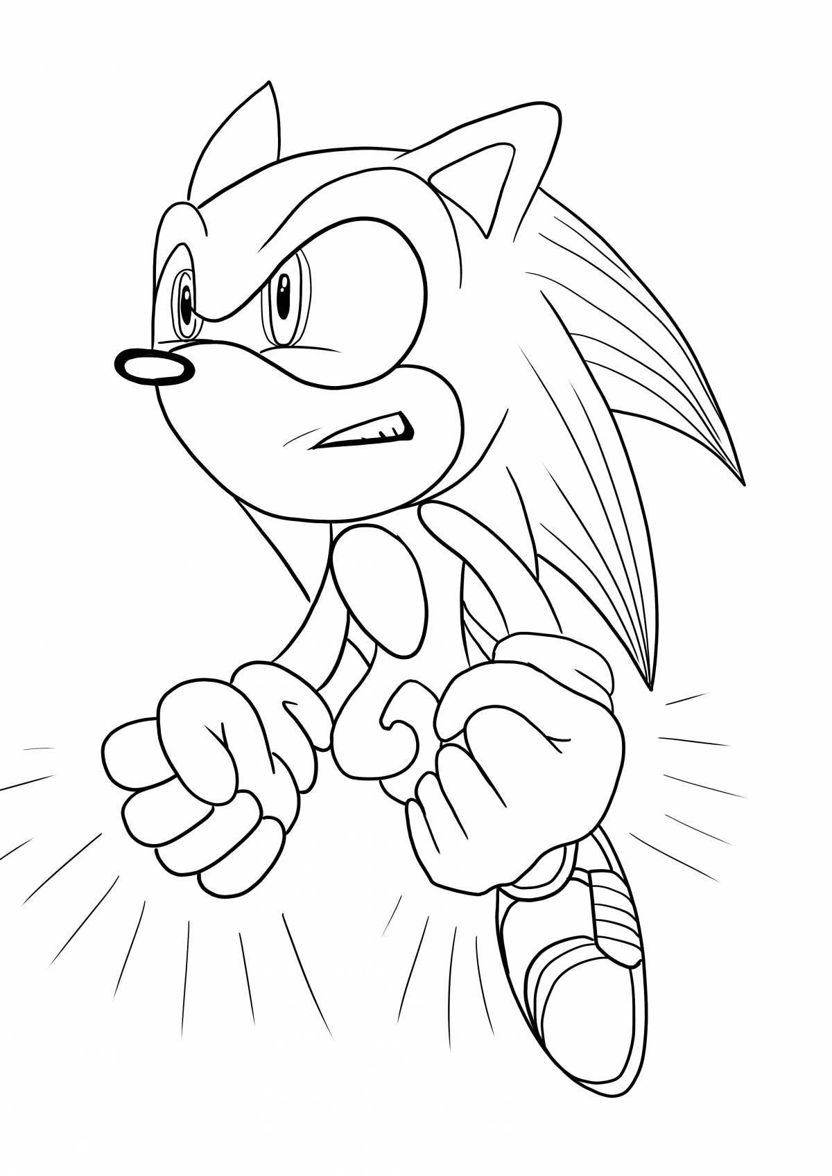 Radiant coloring page sonic with crystals