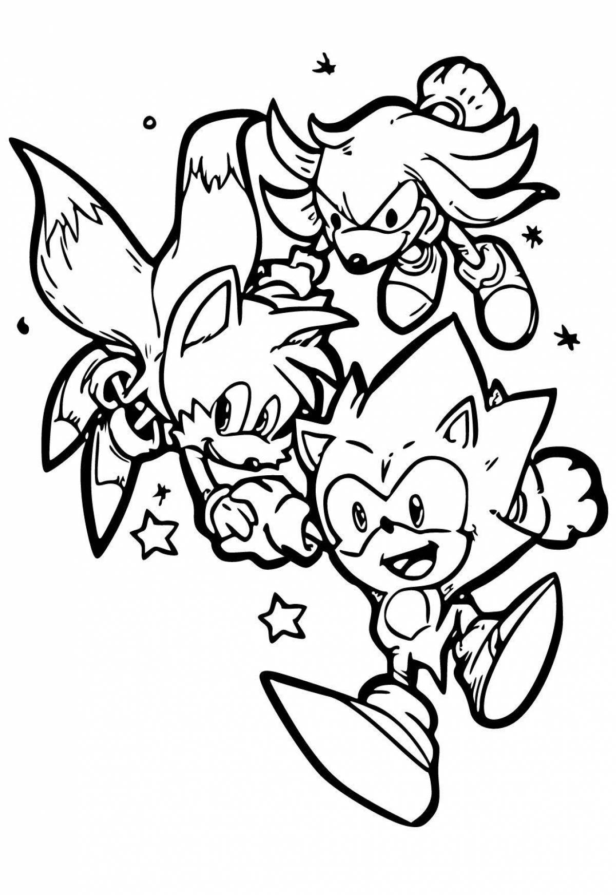Radiantly coloring page sonic with crystals