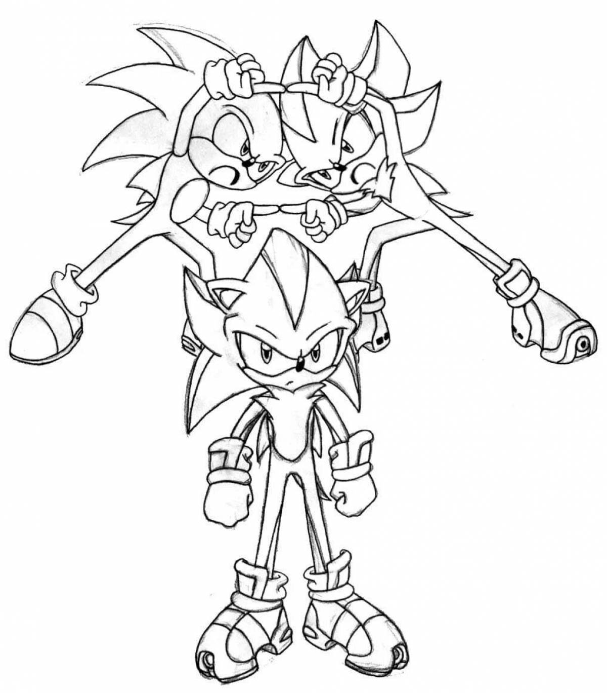 Bright coloring page sonic with crystals