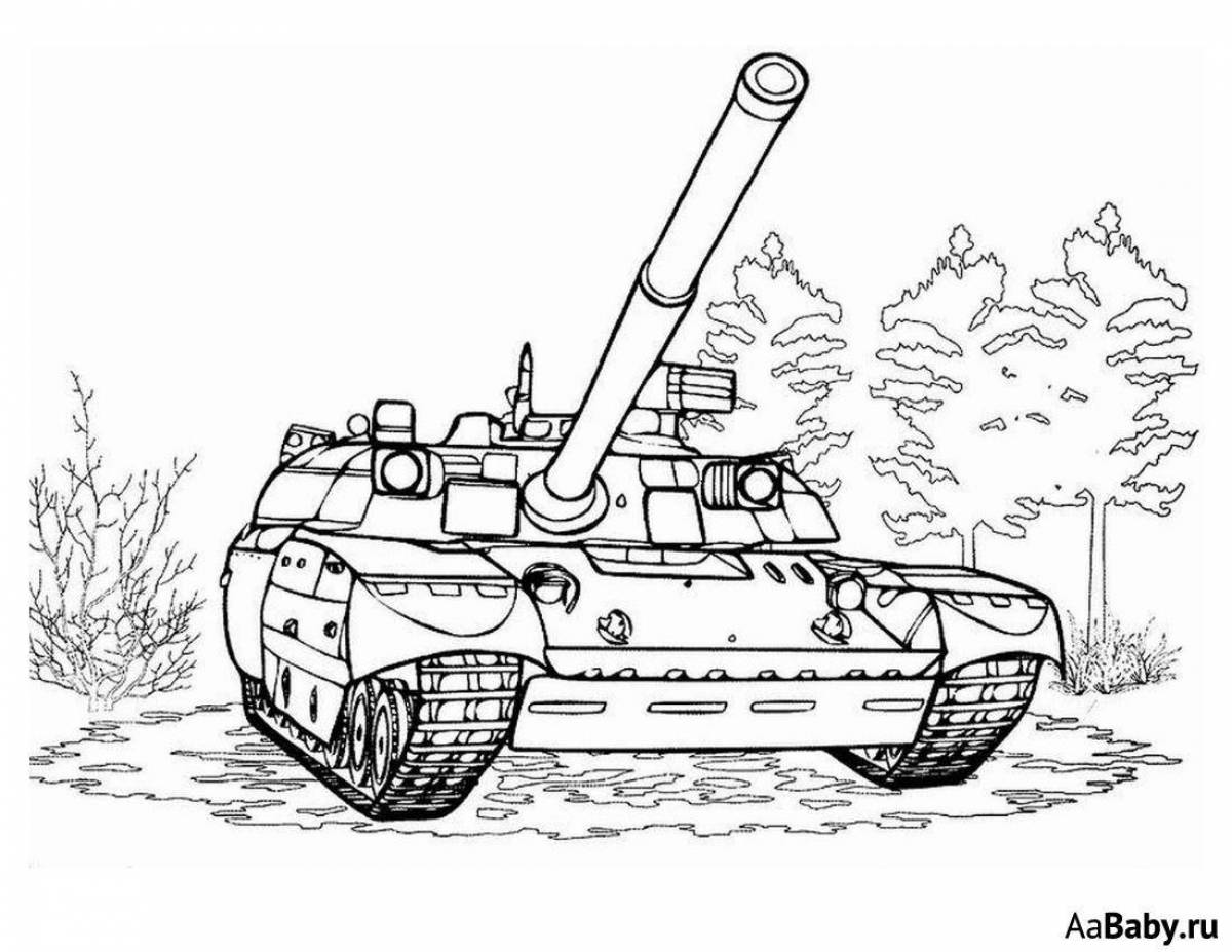 Игривый детский рисунок танк