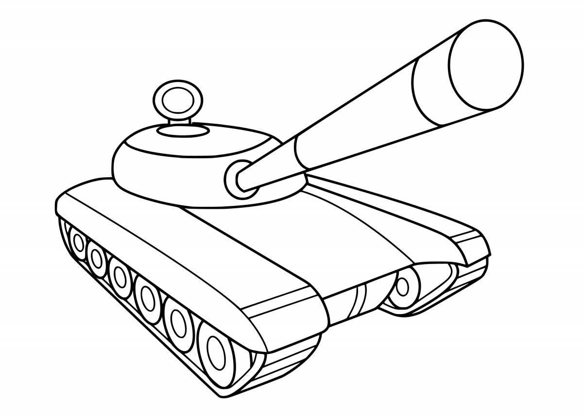 Красочно-взрывной детский рисунок танк