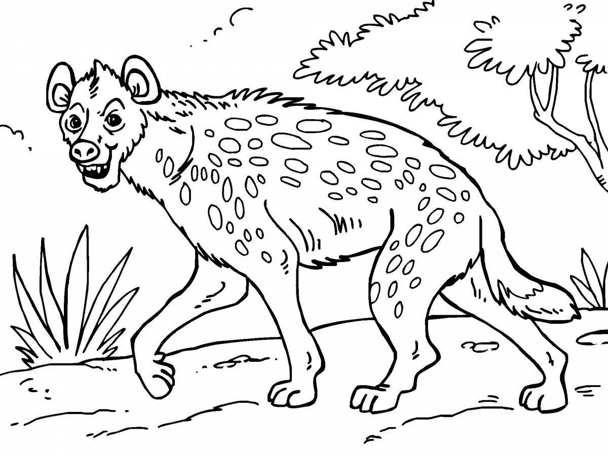 Colorful hyena coloring book for kids
