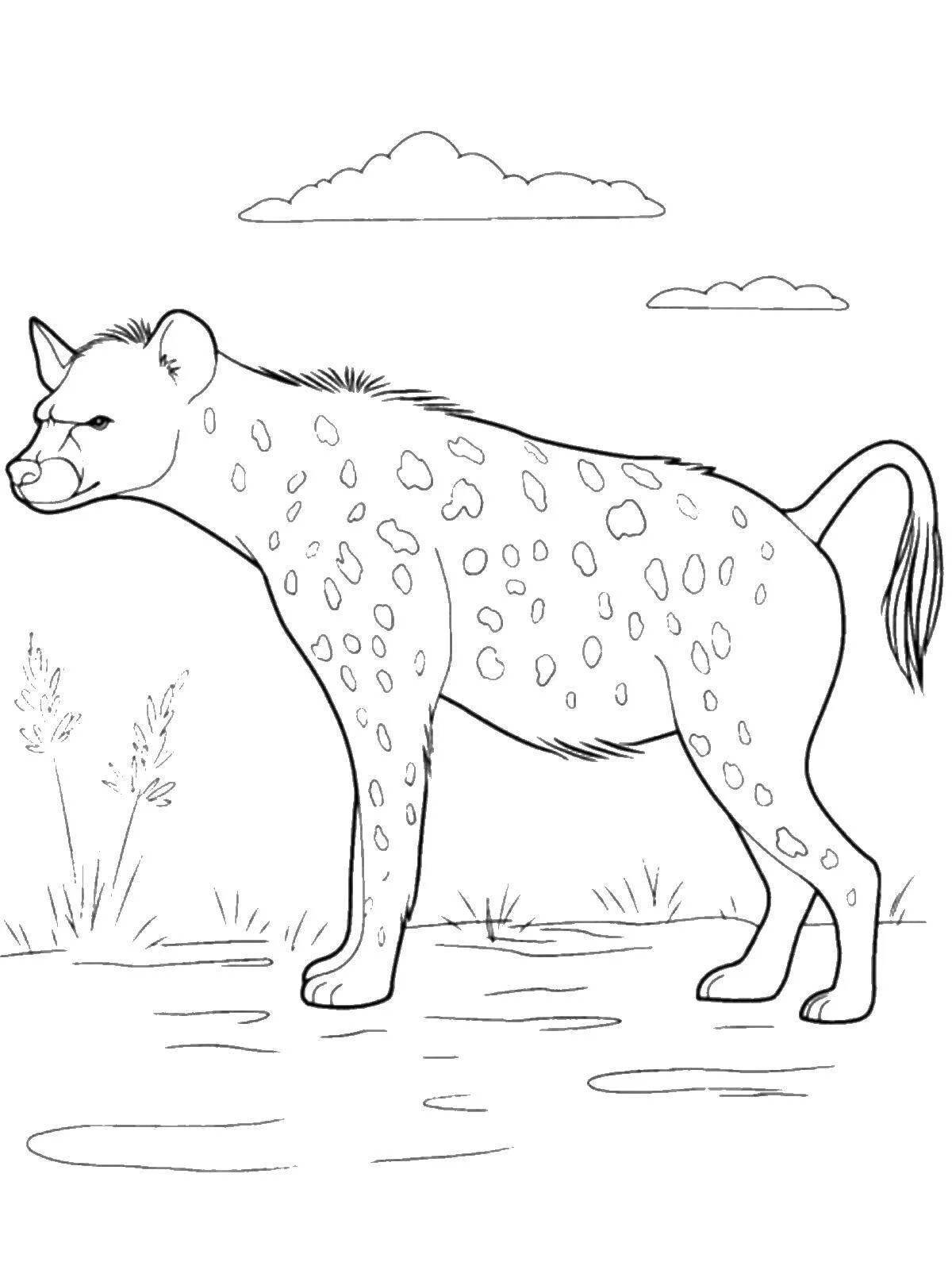 Cute hyena coloring book for kids