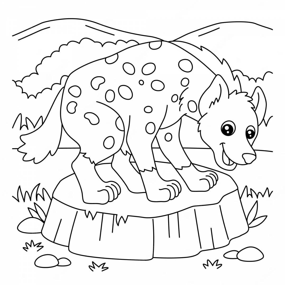 Coloring cute hyena for kids