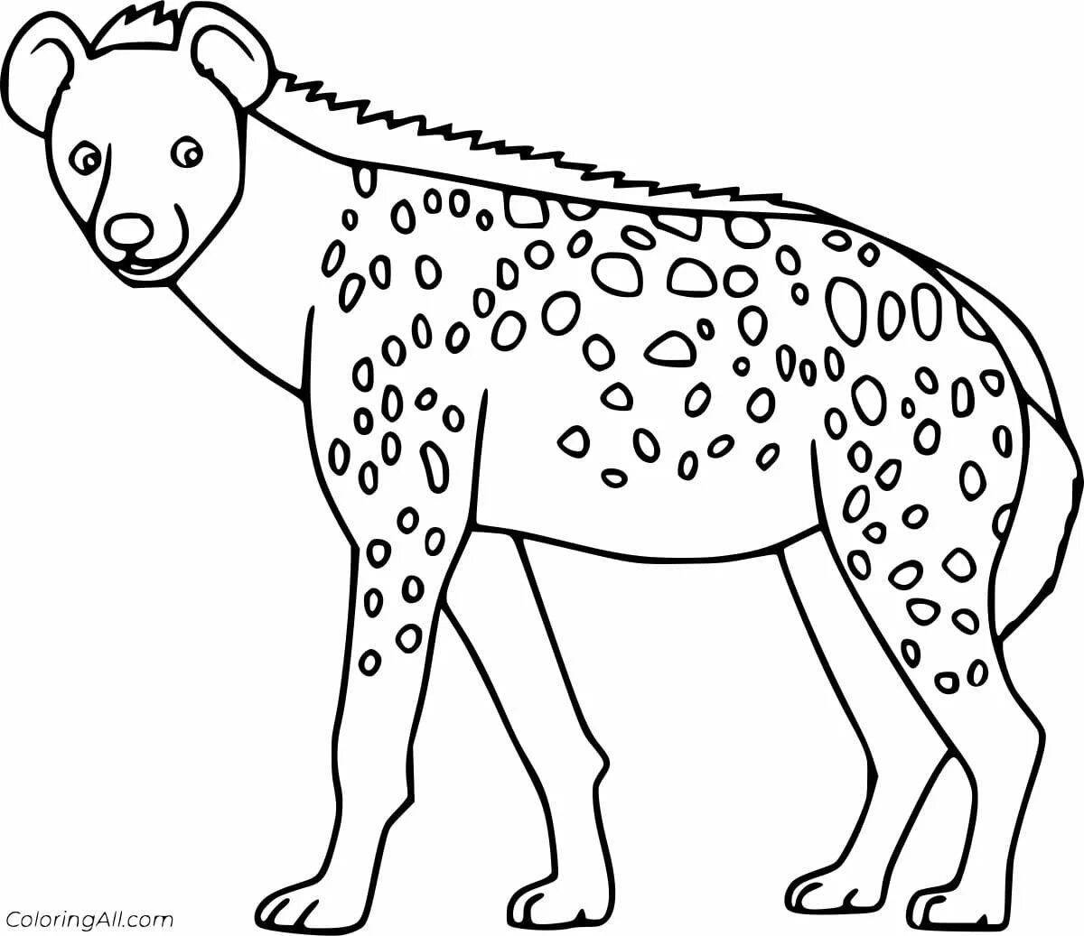 Fun coloring hyena for kids