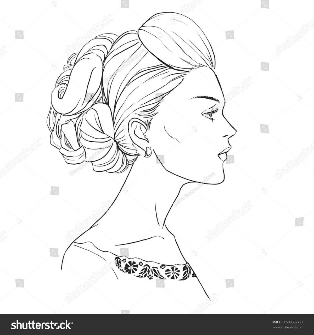 Coloring page of bright face profile