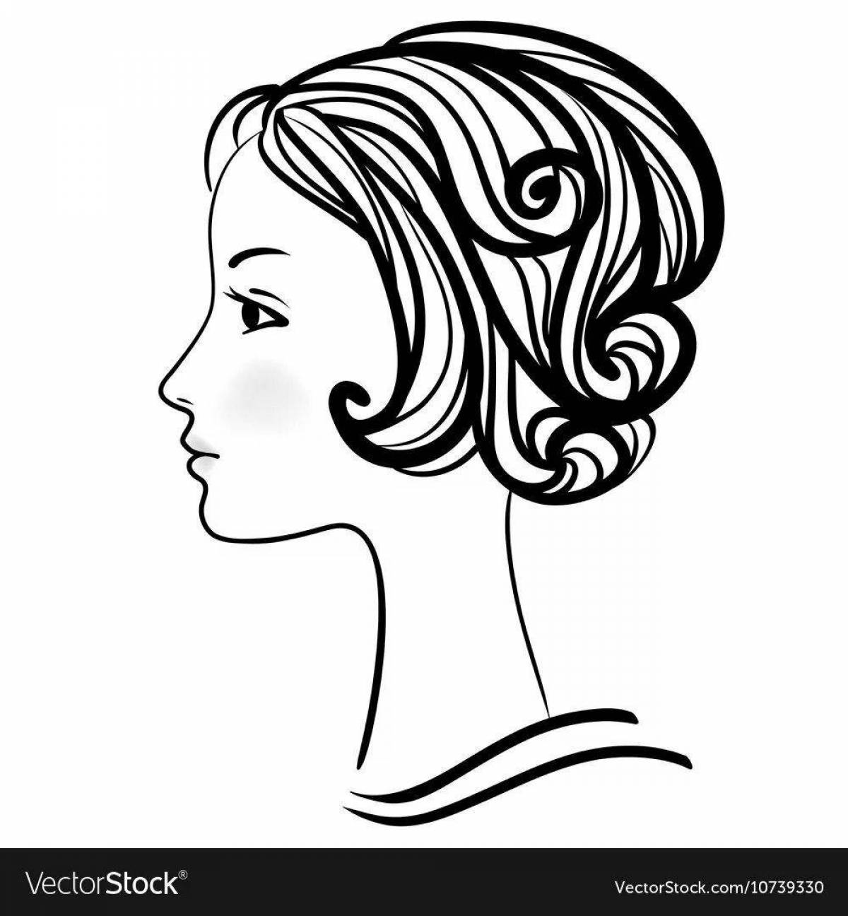 Coloring page of face with radiant profile