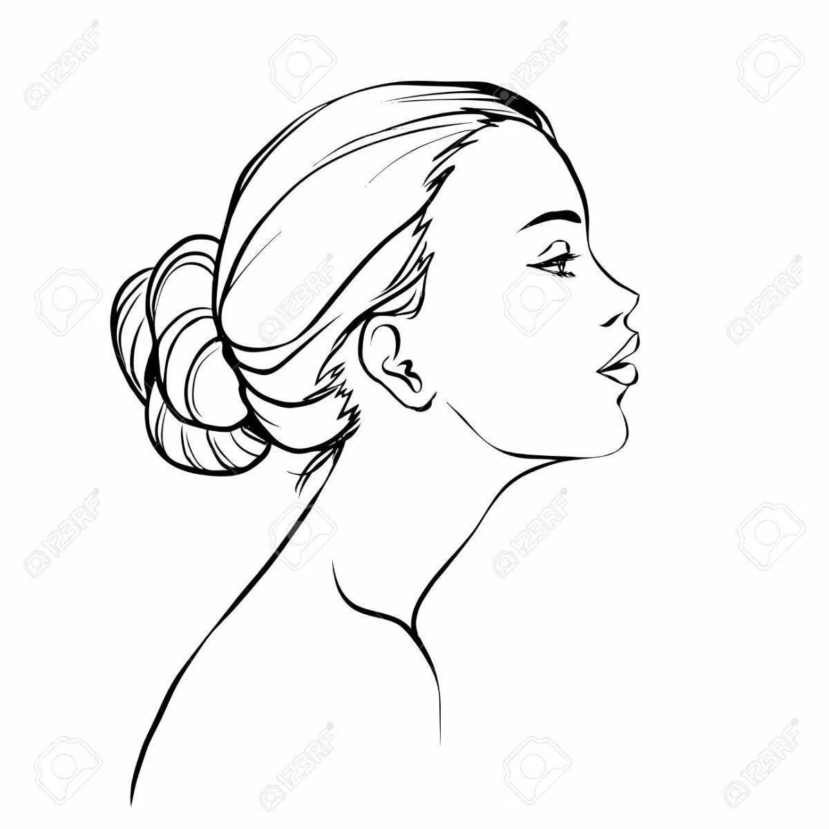 Glowing face profile coloring page