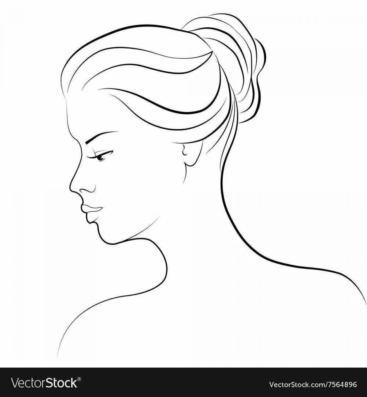 Playful profile face coloring page
