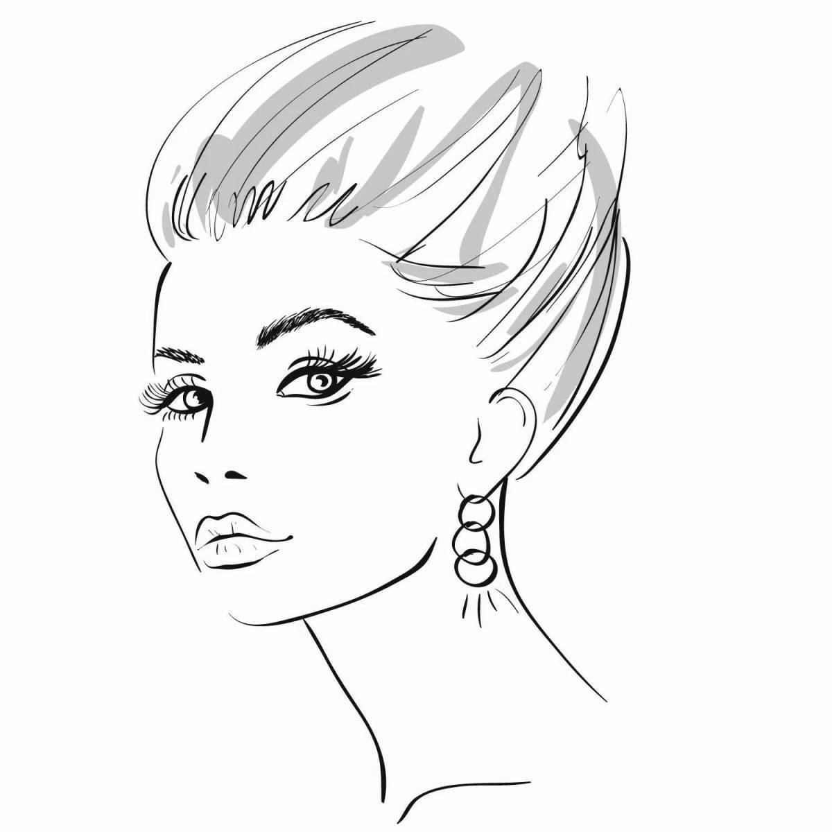 Serene face profile coloring page