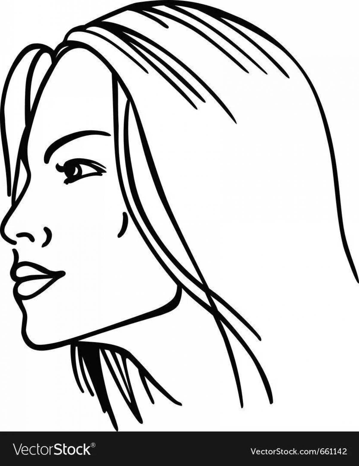 Calm profile face coloring page