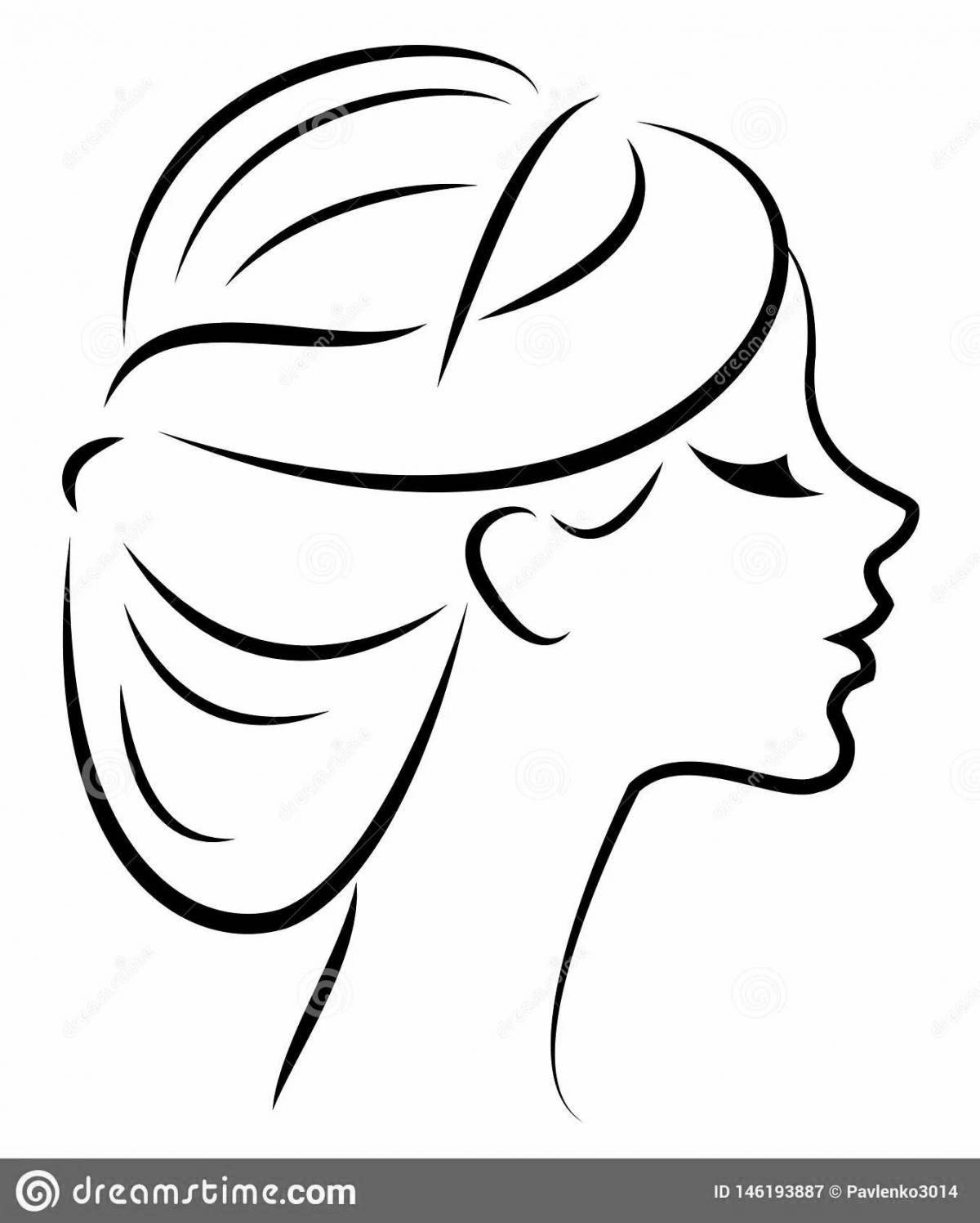Face coloring page with relaxed profile