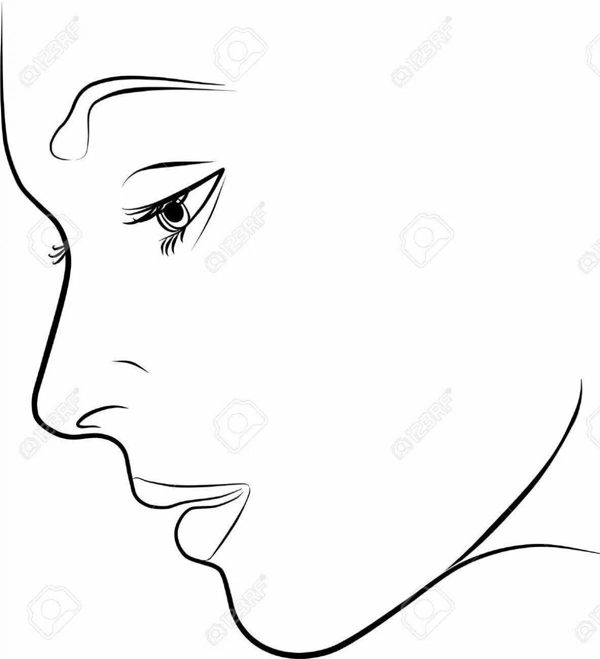 Coloring page of funny face profile