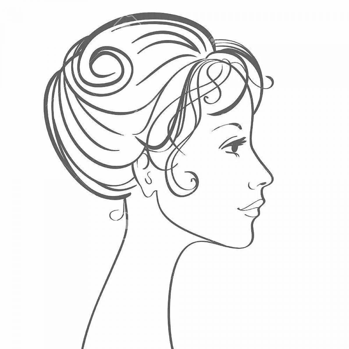Smiling face profile coloring page