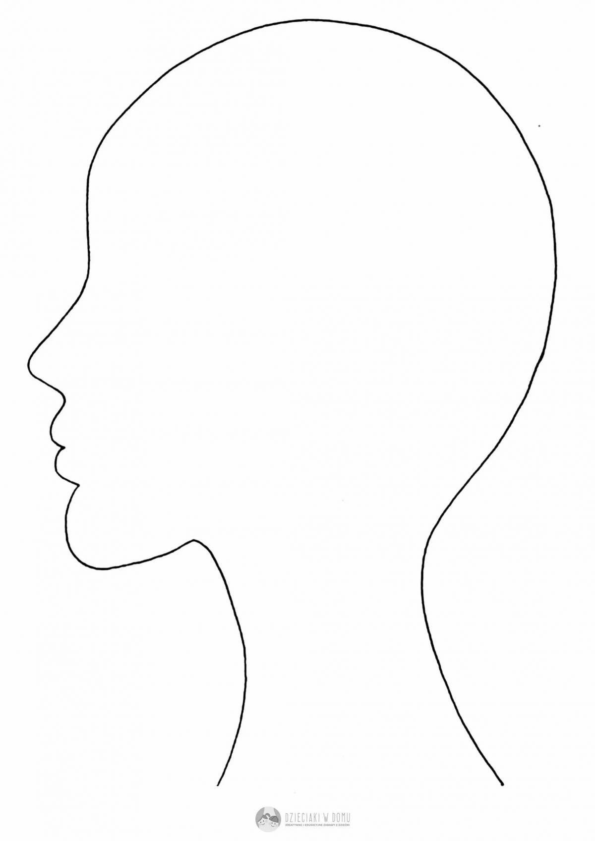 Face coloring page with happy profile