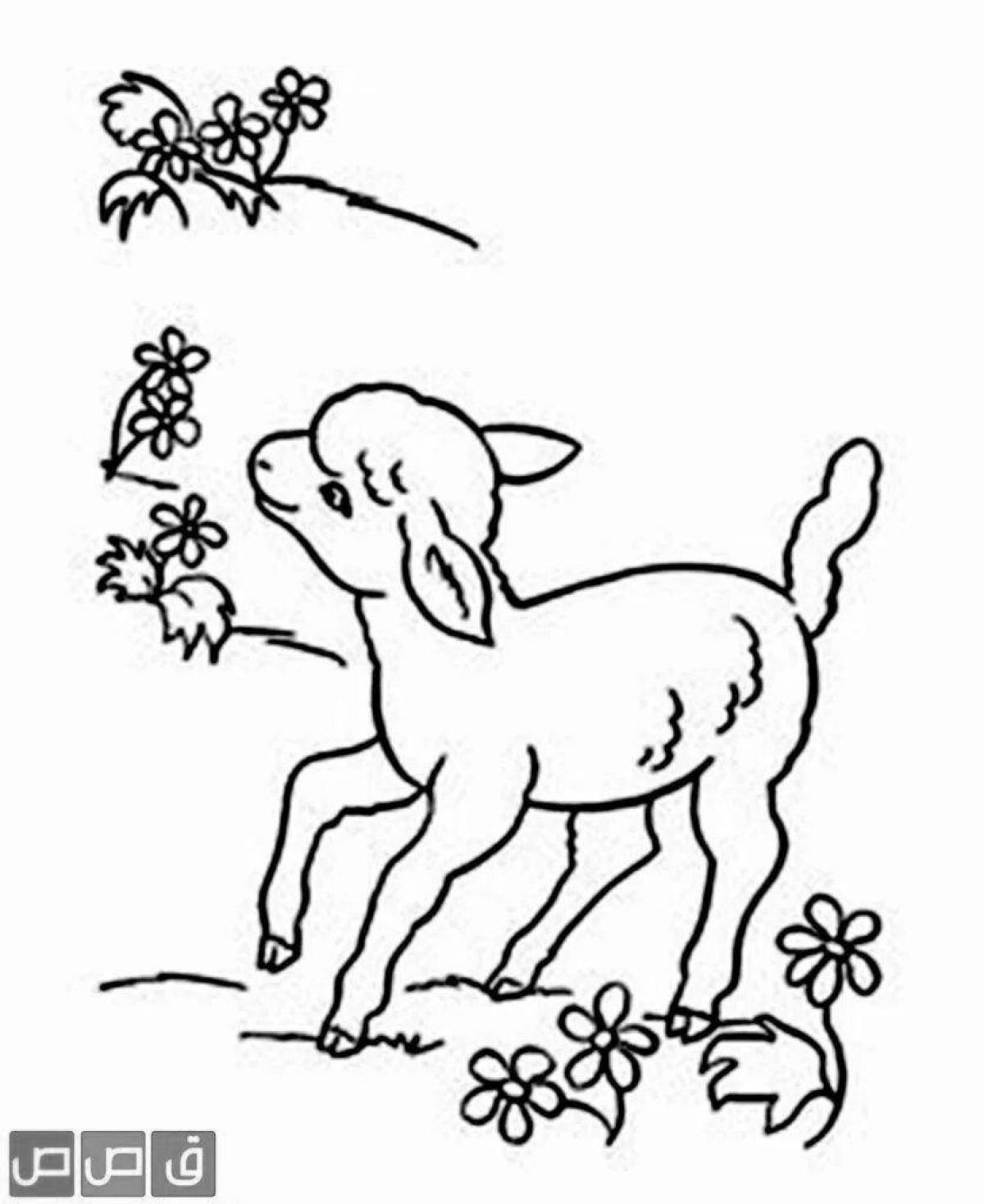 Amazing lamb and wolf coloring page