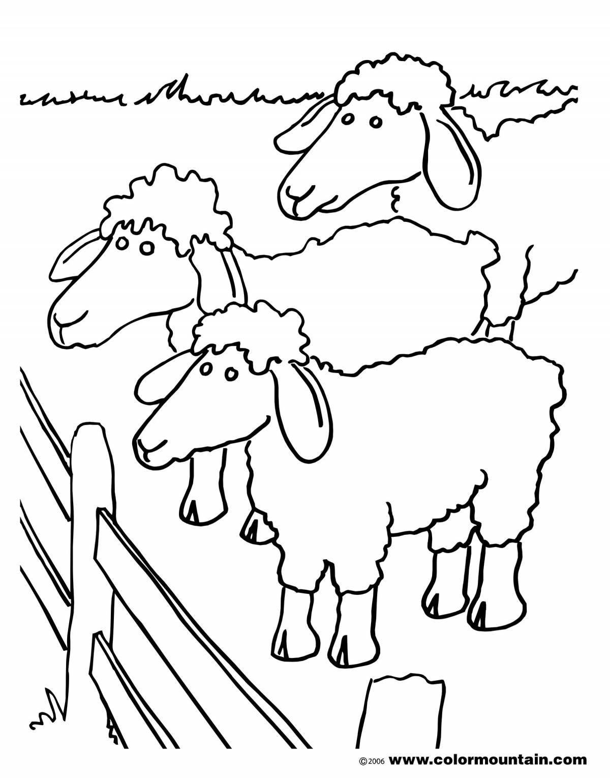 Fabulous lamb and wolf coloring page