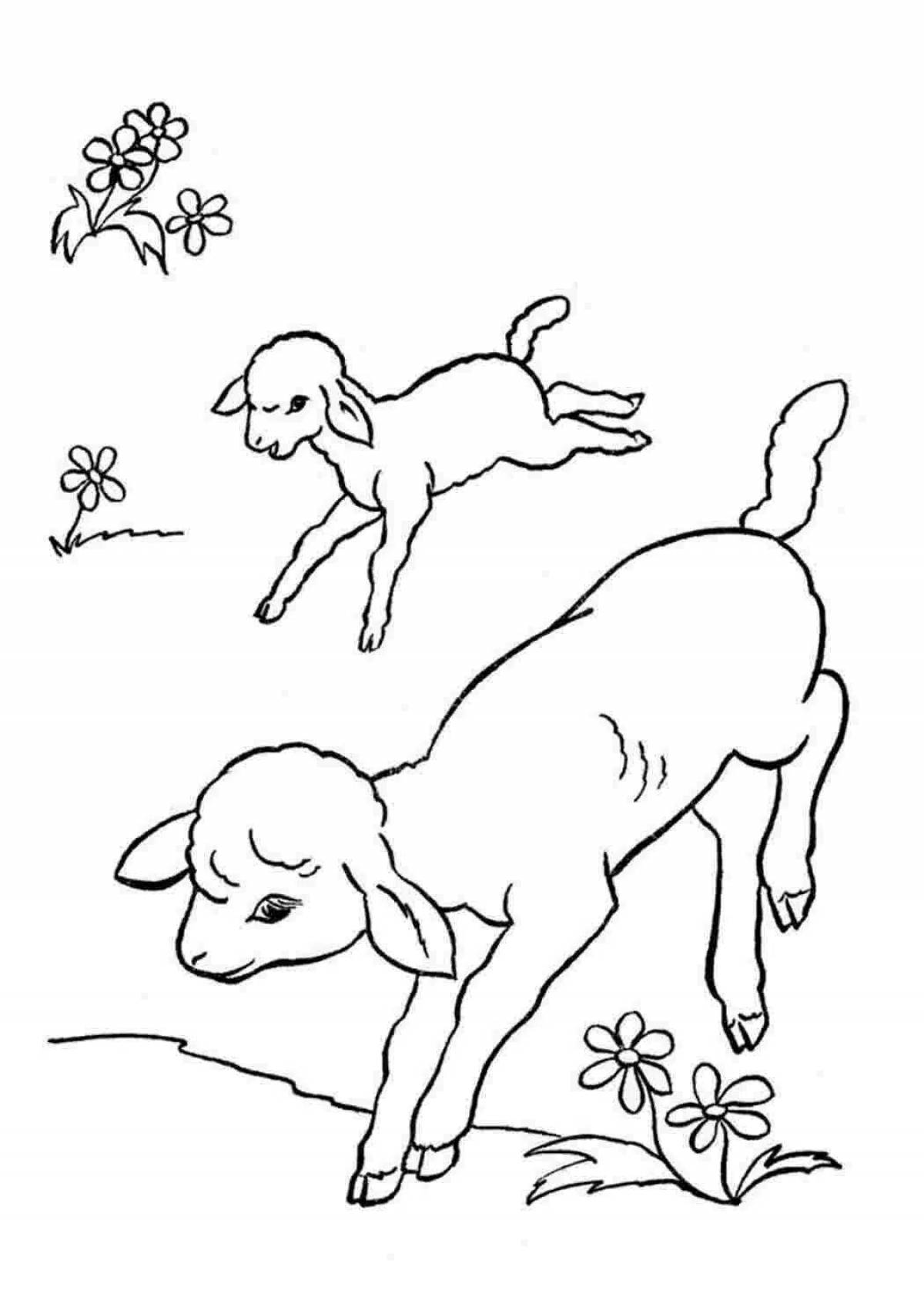 Sweet lamb and wolf coloring page