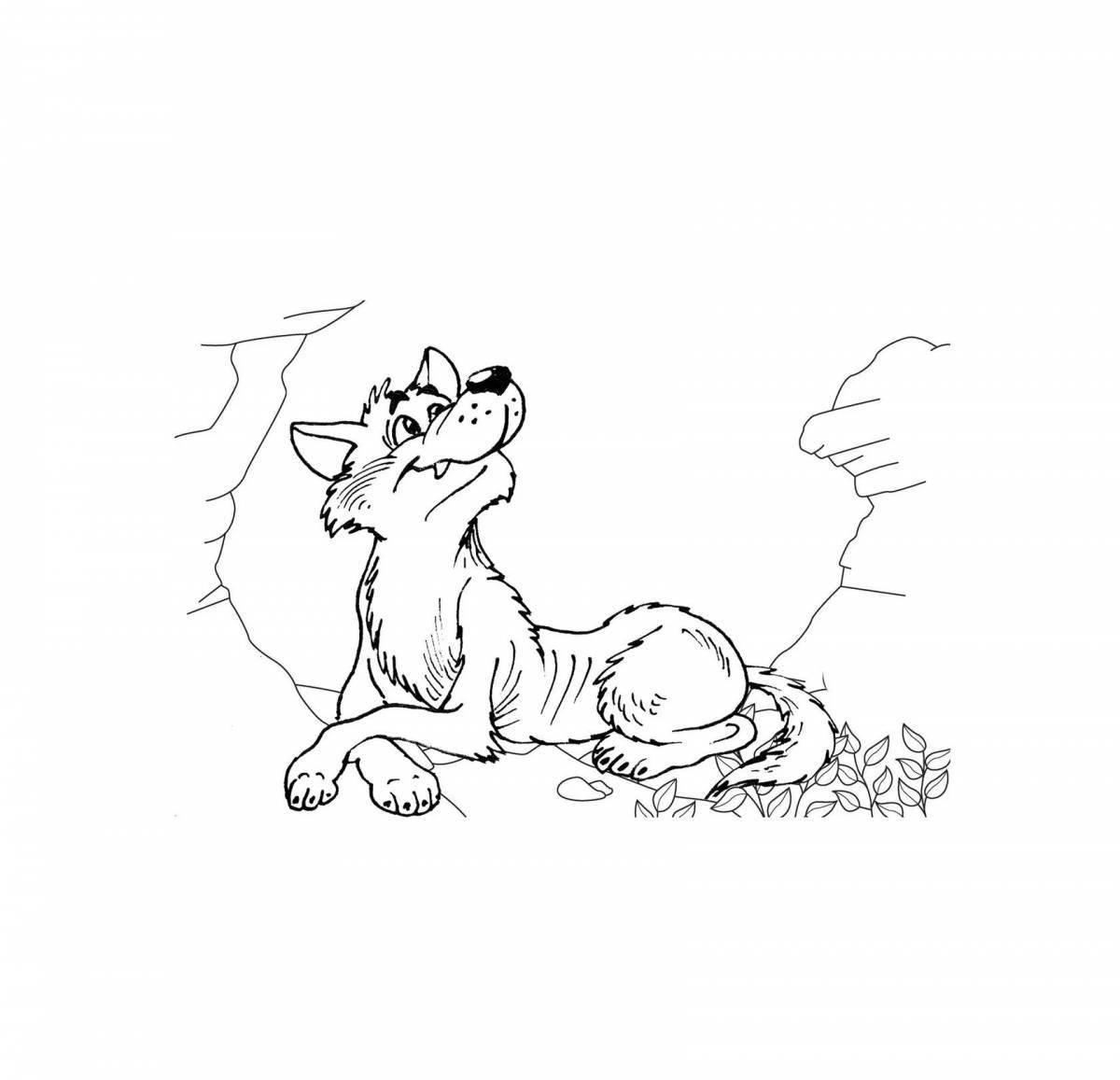 Coloring page funny lamb and wolf