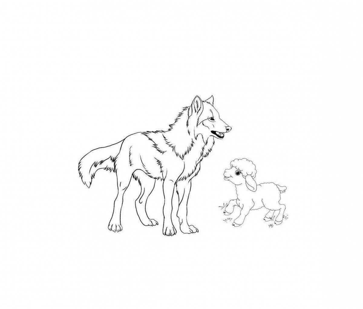 Witty lamb and wolf coloring page