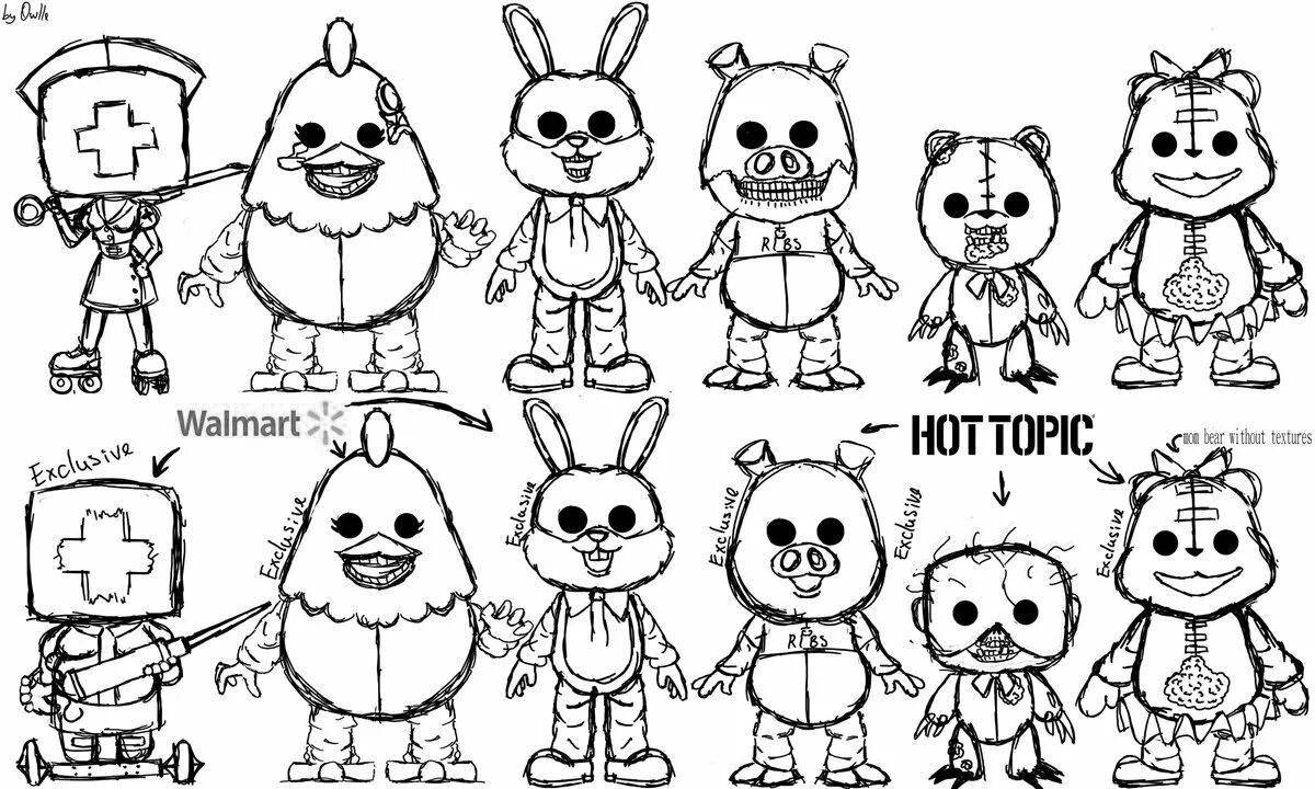 Wacky coloring page funk pop animatronics