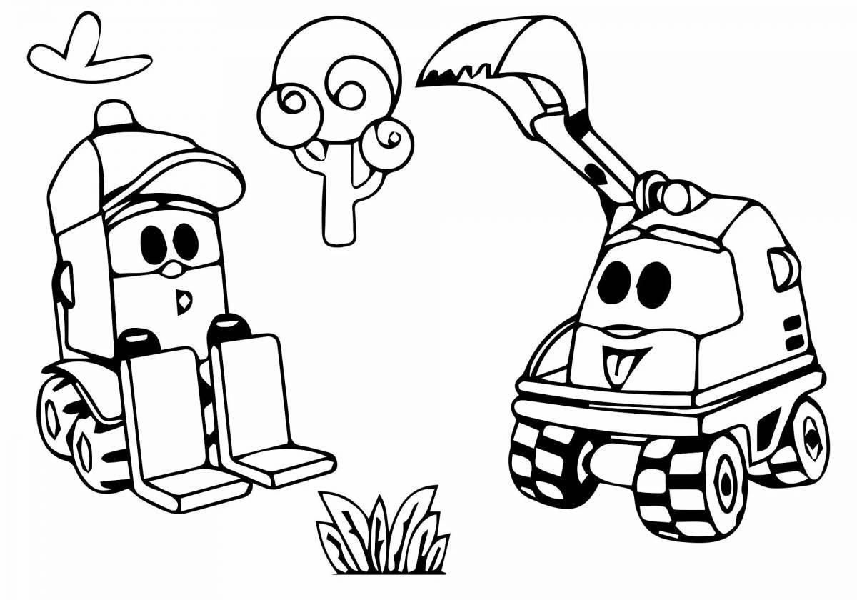 Photo Bright cars left truck coloring book