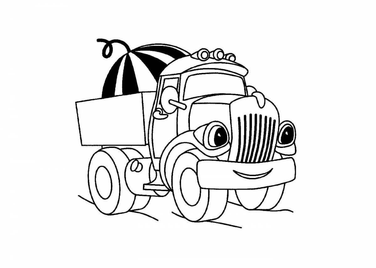 Photo Coloring bright cars left truck