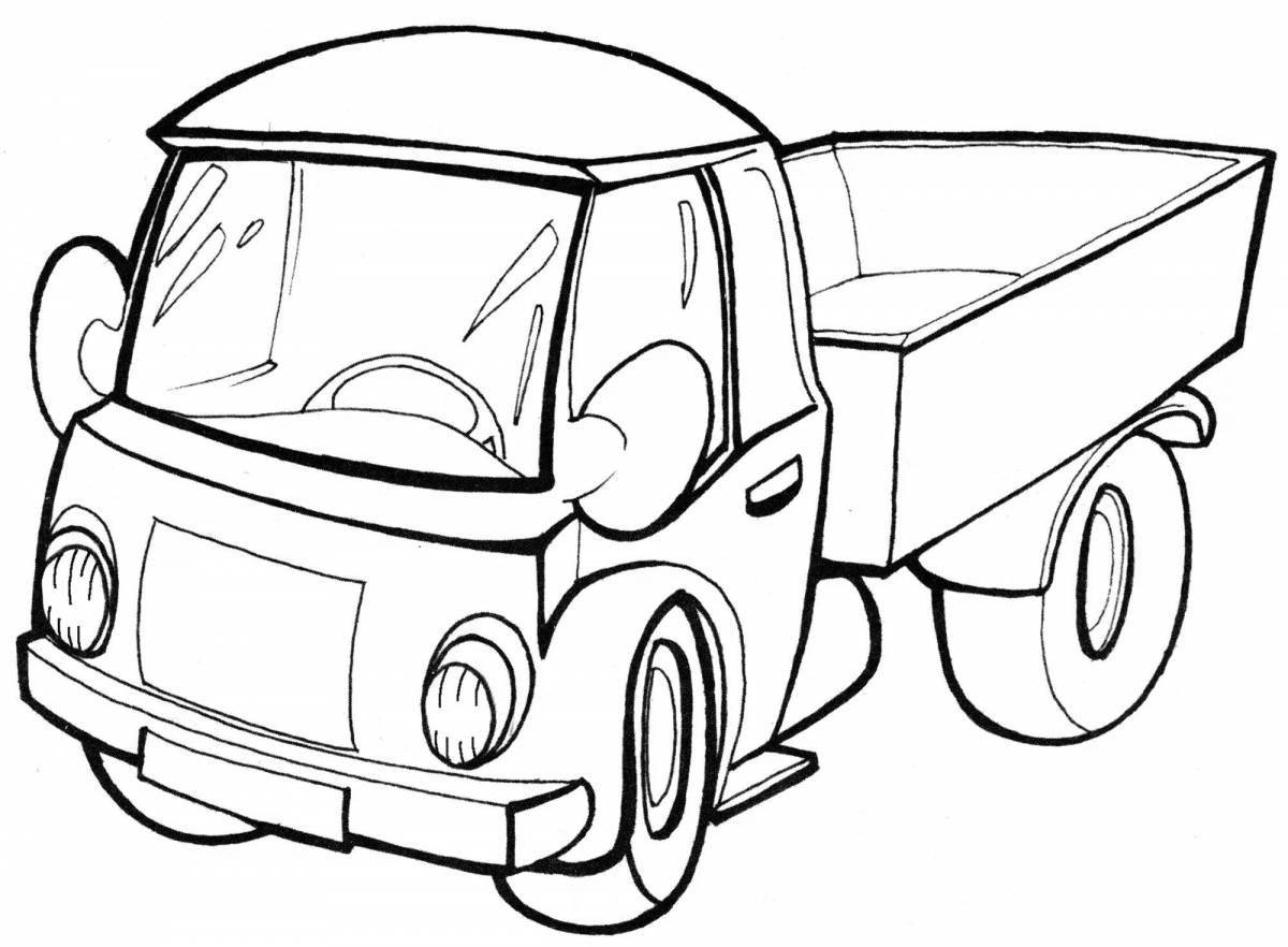Photo Coloring page attractive cars to the left of the truck