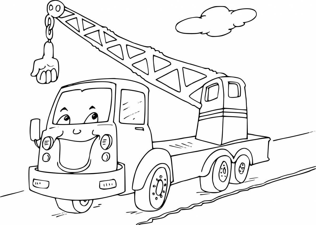 Coloring page adorable cars to the left of the truck