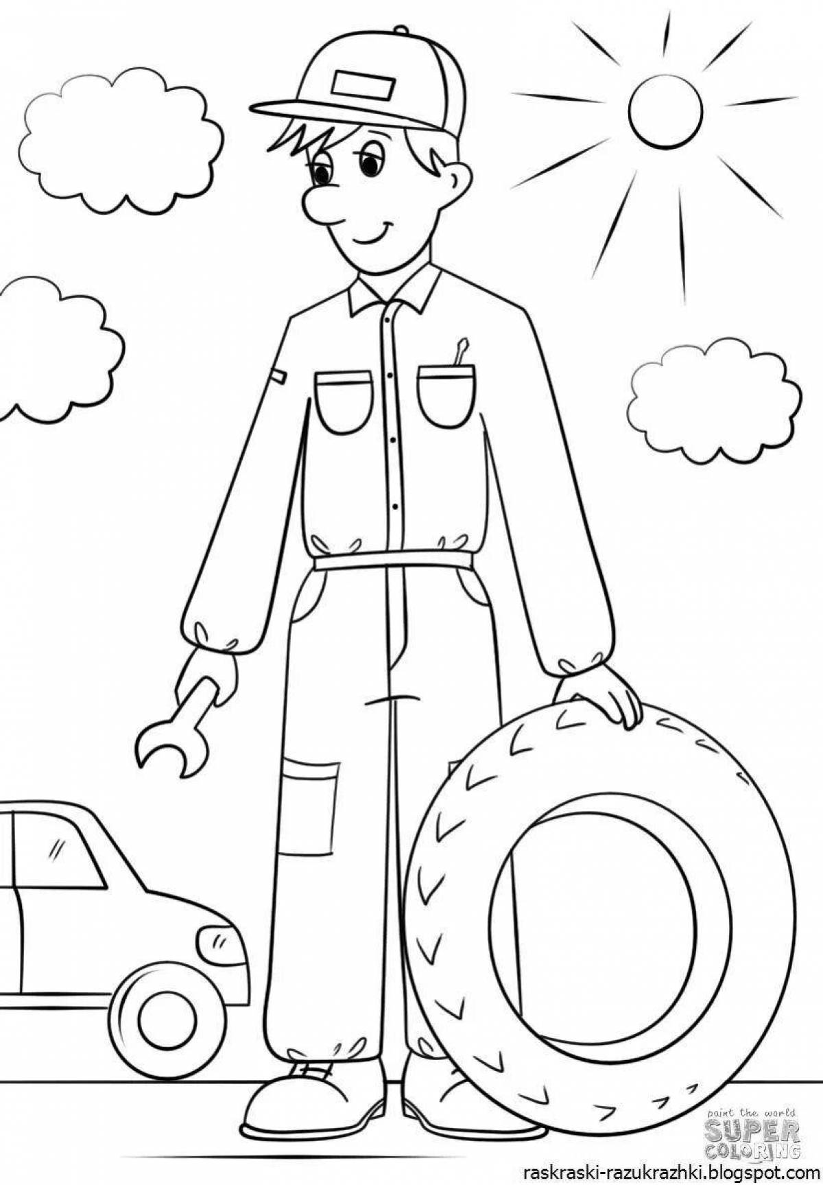 Living car mechanic coloring book for kids
