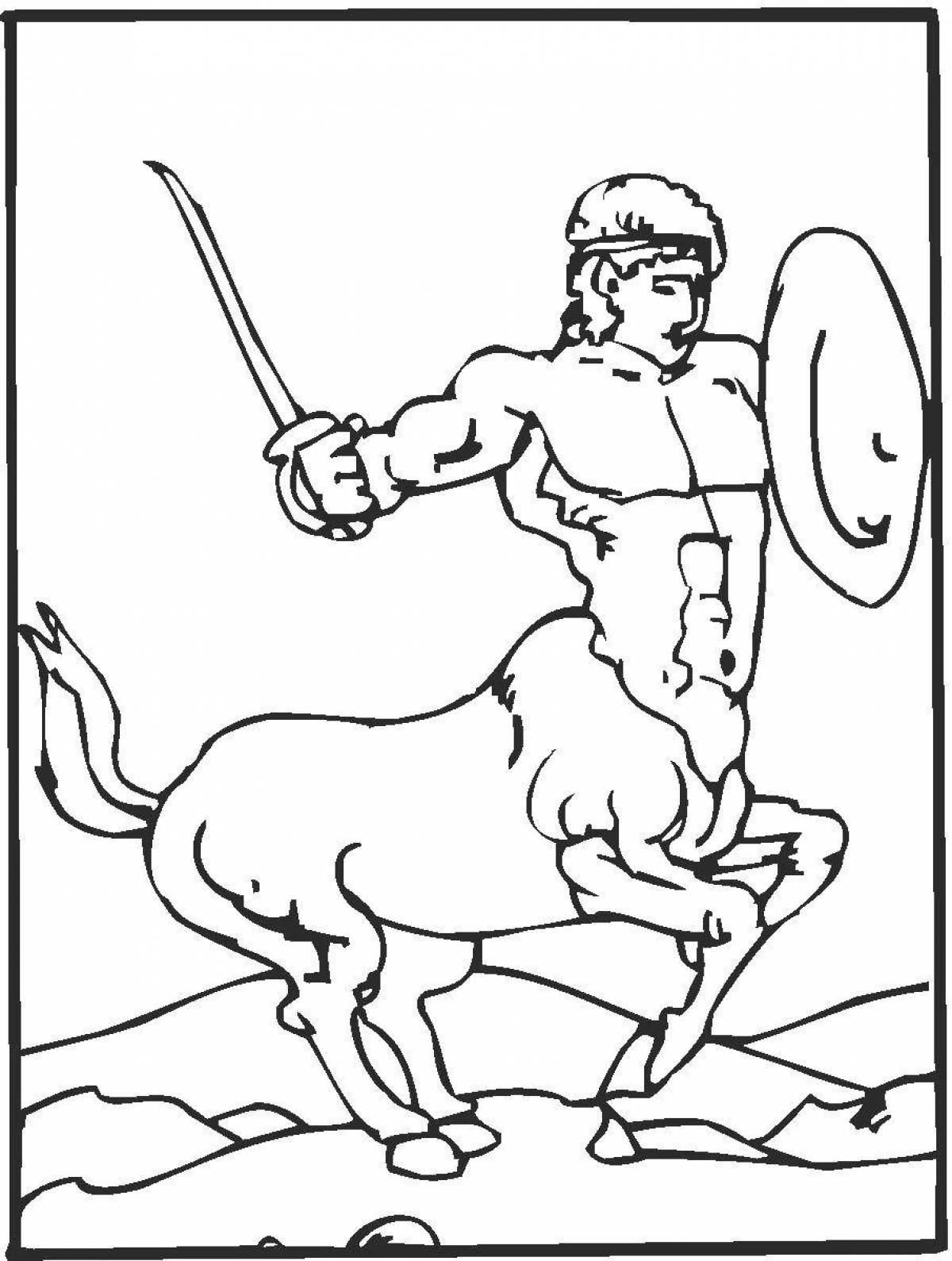 Fancy coloring centaur for kids