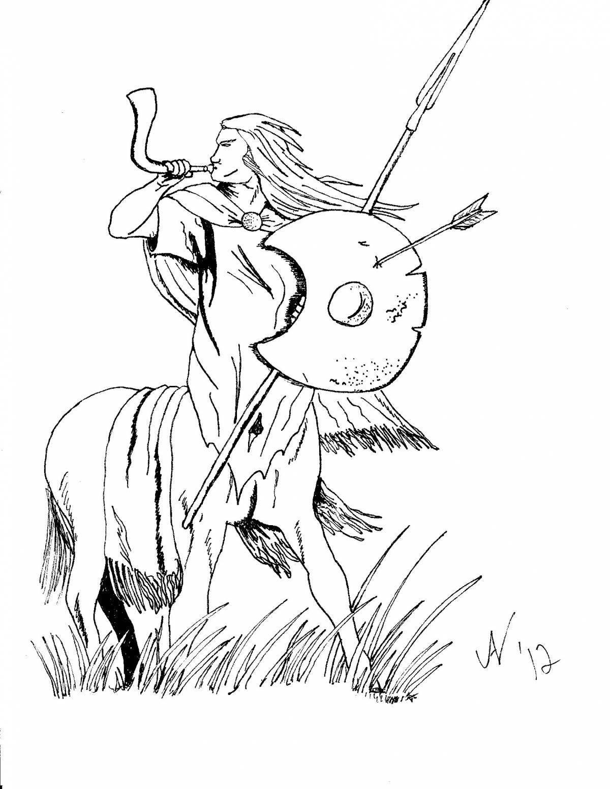 Fun coloring centaur for kids