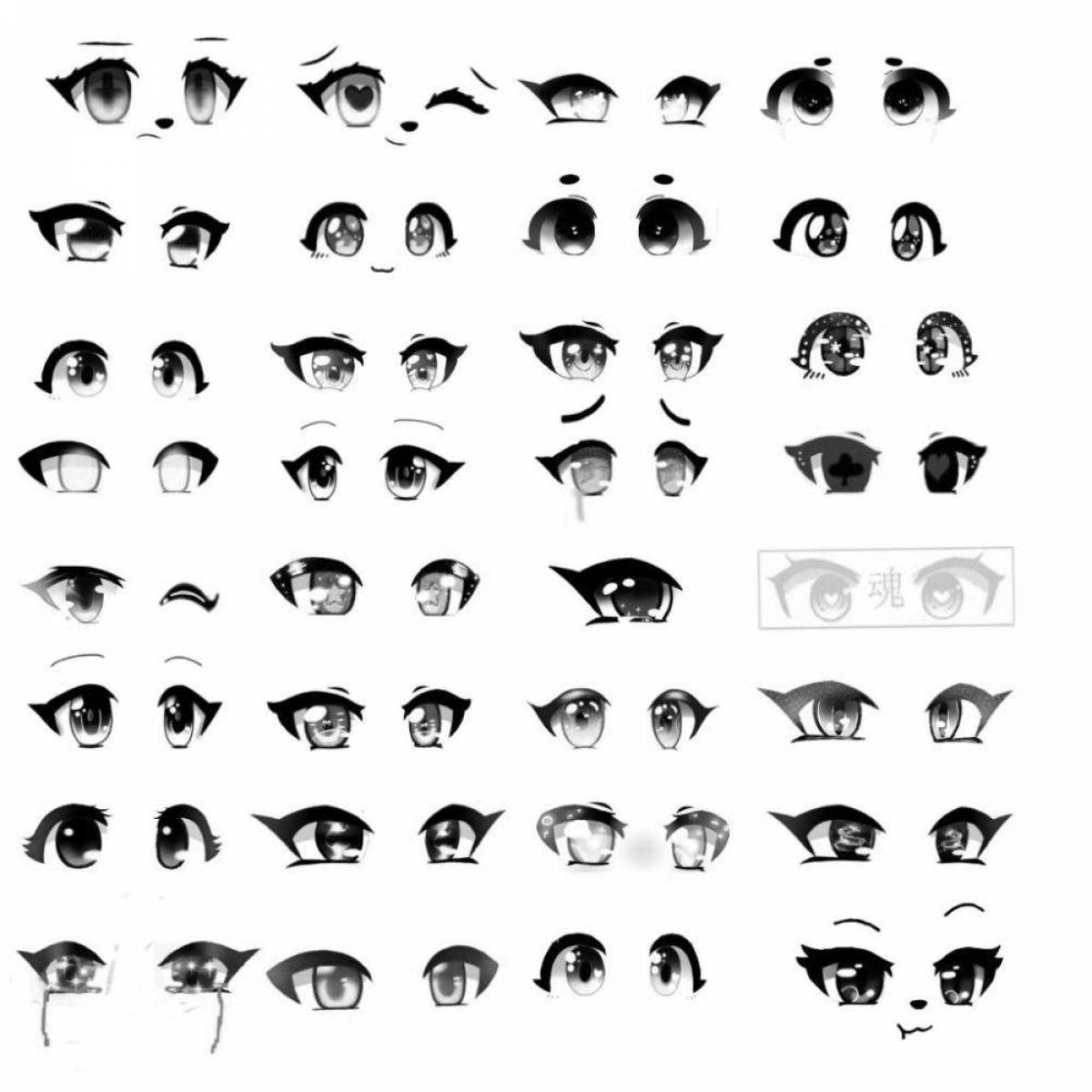 Colored eyes gacha club coloring page