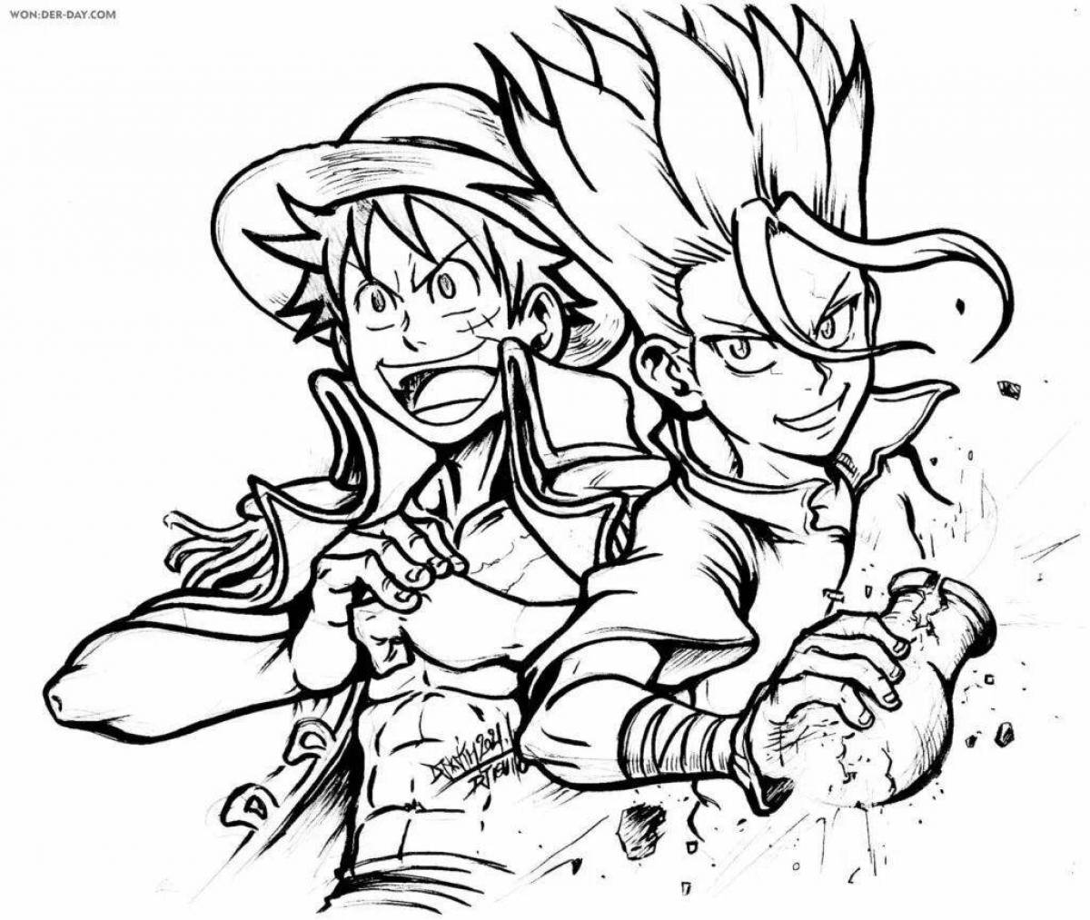 Dr. stone anime colorful coloring page