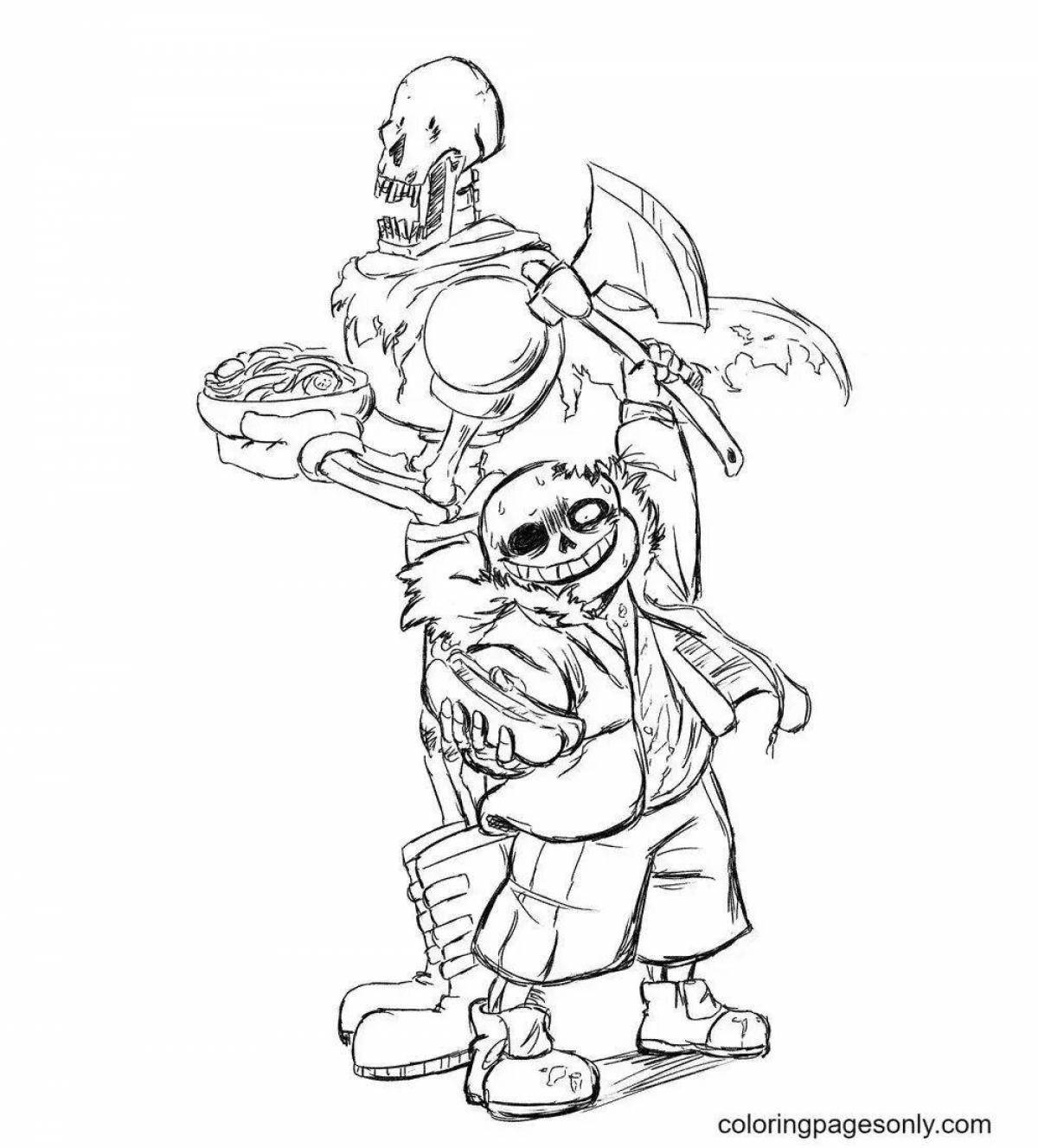 Coloring page of vibrant papyrus and sans