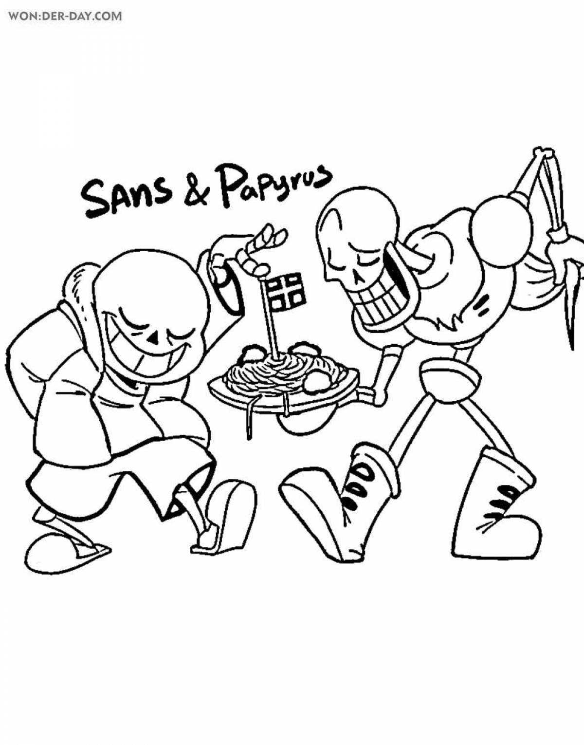 Glowing papyrus and sans coloring page