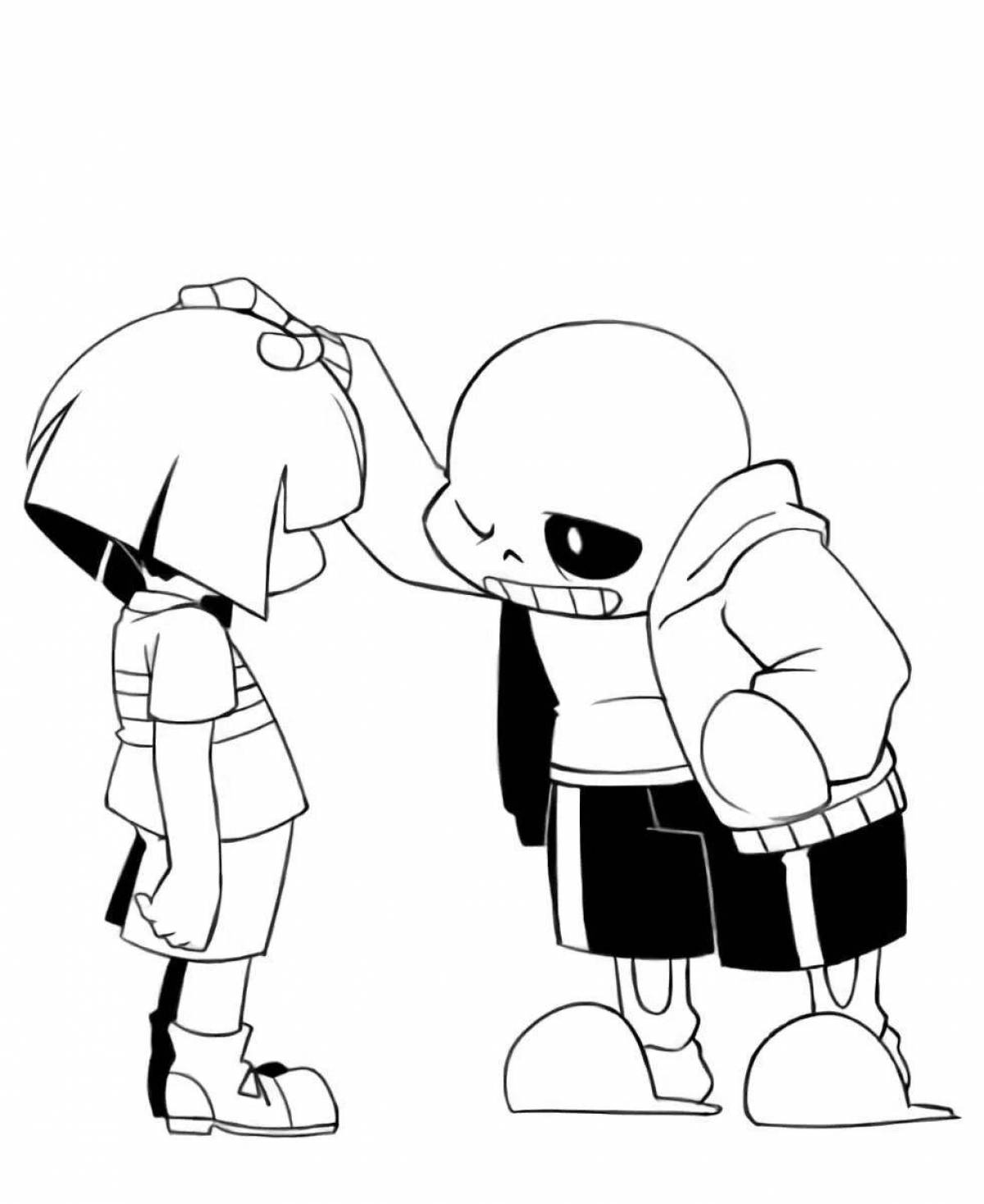 Adorable papyrus and sans coloring page