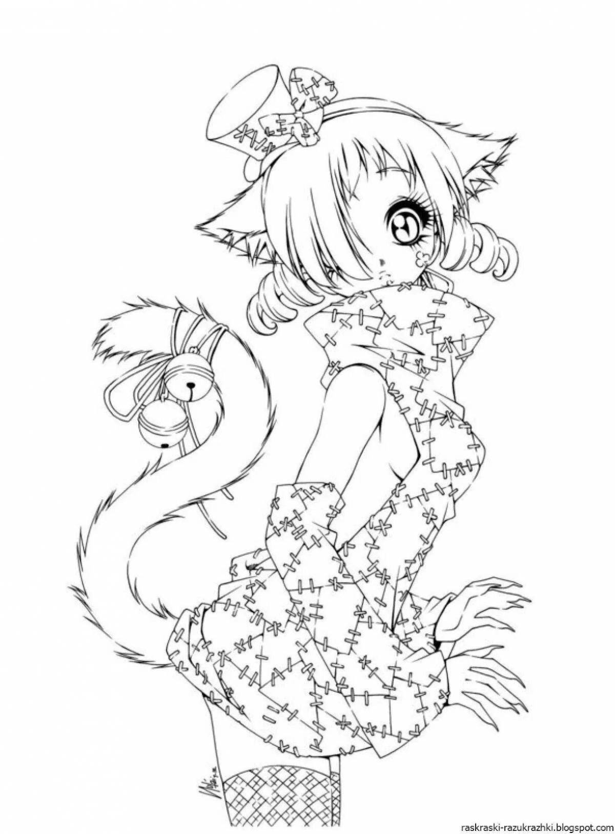 Фото Perfect coloring page anime cat girl