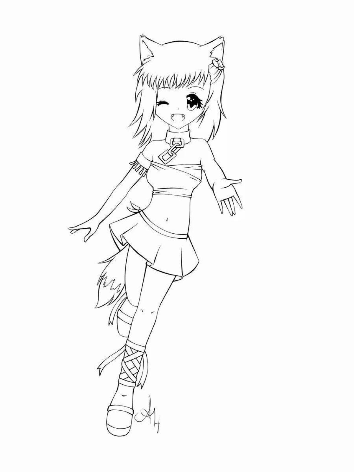 Фото Radiant coloring page anime cat girl