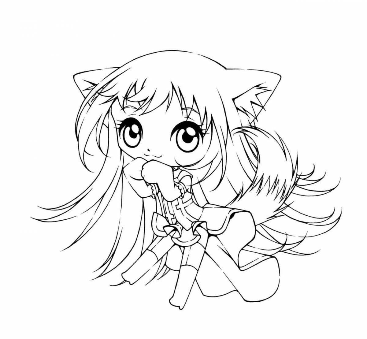 Фото Visionary coloring page anime cat girl