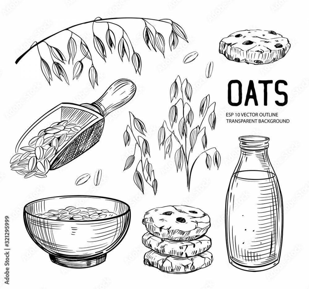 Photo Adorable oat coloring for kids