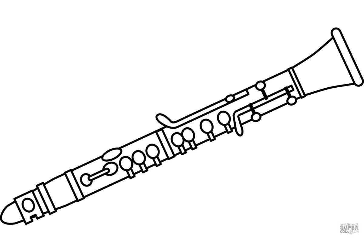 Очаровательная страница раскраски музыкального инструмента флейты